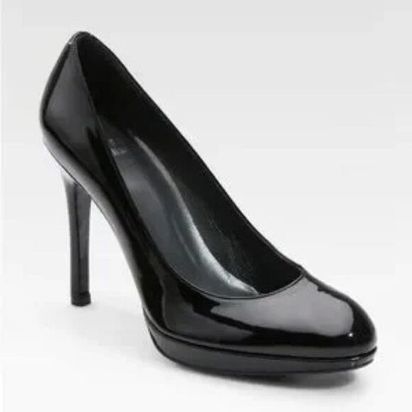 Stuart Weitzman Platswoon Black Patent Platform Stiletto Heels Pumps in Size 8M - Picture 1 of 10